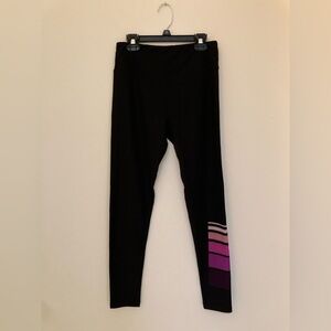 LuLaRoe Leggings - OS - black with purple stripes